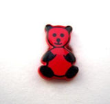 B15075 Red and Black Teddy Bear Shaped Novelty Shank Button - Ribbonmoon