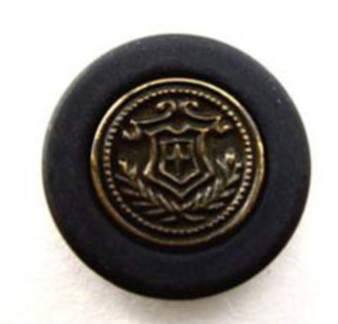 B15214 20mm Matt Navy and Gilded Antique Brass Poly Shank Button - Ribbonmoon