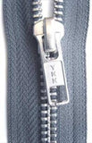 Z4804 91cm Mid Grey YKK Metal Teeth No.5 Open End Zip - Ribbonmoon