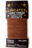 LINTHREAD Brown 100% Linen Thread. 10 Metre Card. - Ribbonmoon