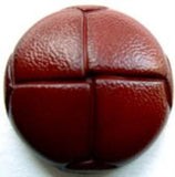 B9380 23mm Dark Rust Brown Leather Effect "Football" Shank Button - Ribbonmoon