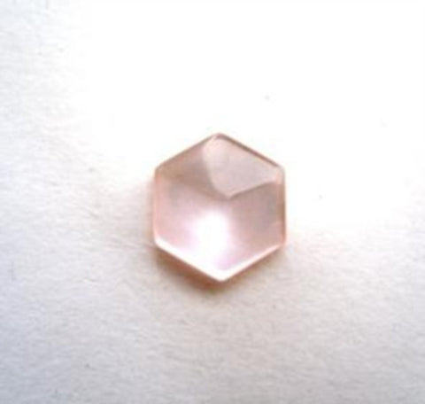 B14089 11mm Pale Pink Pearlised Polyester Hexagonal Shank Button - Ribbonmoon