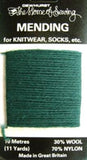 DARN01 Dark Green Mending Darning Yarn 10 Metre Card. - Ribbonmoon