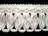 FT251 52mm White Looped Fringing on a Braid