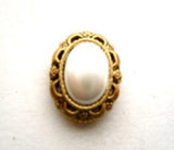 B9499 15mm Domed Pearl Shank Button with a Gilded Brass Poly Rim