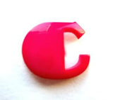B7023 16mm Letter C Alphabet Shank Button Shocking Pink