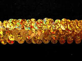 SQBRAID46 30mm Gold Hologram Elasticated Strtch Sequin Braid Trim - Ribbonmoon
