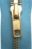 Z4061 YKK 15cm Dusky Saxe Blue Closed End No.5 Zip with Brass Teeth - Ribbonmoon