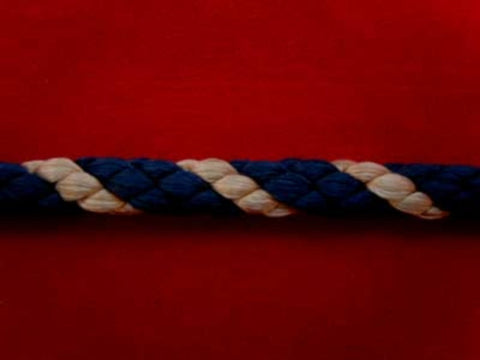 C071 6mm Navy and Cream Beige Crepe Cord