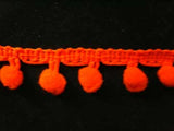 FT2011 20mm Bright Orange Pom Pom Bobble Fringe - Ribbonmoon