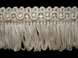 FT451 36mm Bridal White Looped Fringe on a Decorated Braid - Ribbonmoon