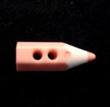 B13696 19mm Peachy PInk and White Pencil Shaped Novely 2 Hole Button - Ribbonmoon