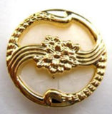 B14580 21mm Gilded Gold Poly and Pearl White Shank Button - Ribbonmoon