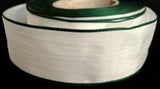 R7518C 29mm White Polyester Ribbon with Hunter Green Borders - Ribbonmoon