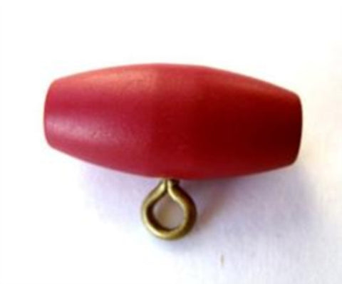 B8354 25mm Red Matt Toggle Button on a Brass Metal Shank - Ribbonmoon