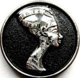 B10687 39mm Black and Metallic Silver Egyptian Design Shank Button - Ribbonmoon