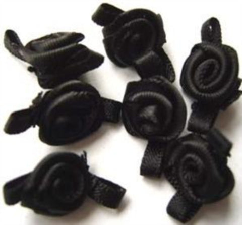 RB470 24mm Black Satin Ribbon Rose - Ribbonmoon