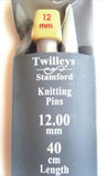 KP109 12mm x 40cm Knitting Pins / Needles, Aluminium - Ribbonmoon