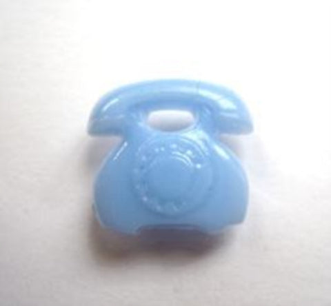 B13774 15mm Baby Blue Telephone Shape Novelty Shank Button - Ribbonmoon