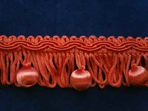 FT475 30mm Dusky Orange Loop and Bobble Braided Fringe - Ribbonmoon