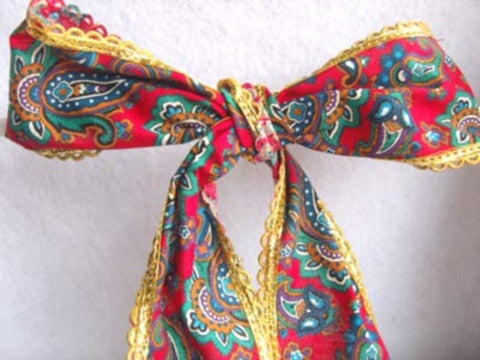 R3252 65mm Cotton Paisley Design Ribbon with Metallic Enflorced Edges - Ribbonmoon