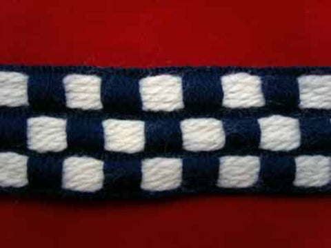 FT1291 48mm Navy and White Thick Woolly Braid Trimming - Ribbonmoon