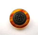 B15203 15mm Gilded Burnt Antique Poly Shank Button, Tortoise Shell Rim - Ribbonmoon
