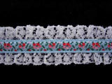 L026 23mm Pale Blue Woven Jacquard over a White Lace - Ribbonmoon
