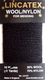 DARN05 Black Darning Mending Yarn 10 Metre Card. 30% Wool, 70% Nylon. - Ribbonmoon