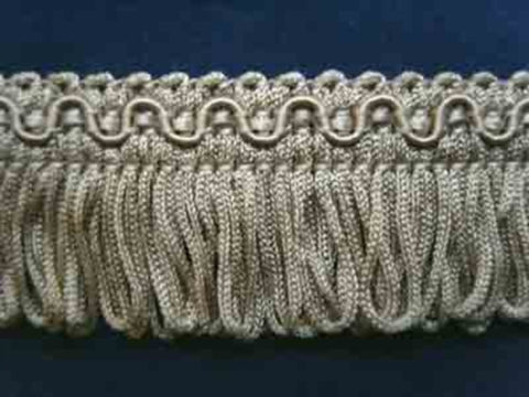 FT1501 33mm Pale Grey Green Looped Fringe on a Decorated Braid - Ribbonmoon