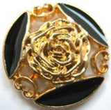 B14966 27mm Black Faux Enamel and Gilded Gold Poly Shank Button - Ribbonmoon