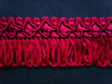 FT1135 3cm Cardinal Red and Wine Looped Fringe on a Decorated Braid - Ribbonmoon