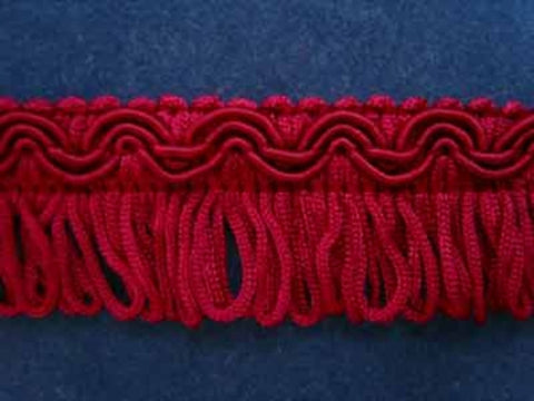 FT708 25mm Deep Cardinal Looped Fringe on a Decorated Braid - Ribbonmoon