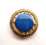 B14908 17mm Light Royal Blue and Gilded Gold Poly Shank Button - Ribbonmoon
