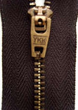Z3599 YKK 15cm Very Dark Brown Closed End No4.5 Zip with Brass Teeth - Ribbonmoon