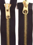 Z2745 61cm Black Double Ended Zip, Brass Teeth No.10