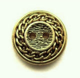 B12136L 18mm Anti Gold Gilded Poly Textured 2 Hole Button