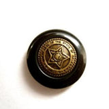 B12840 15mm Brass Metal Shank Button with a Black Rim - Ribbonmoon