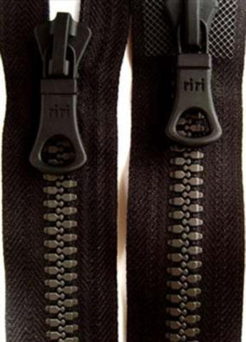 Z2523 58cm Balck & Grey Double Ended Zip, Chunky Moulded Teeth No.9 - Ribbonmoon
