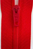 Z2111 20cm Bright Red Nylon Pin Lock No.3 Closed End Zip - Ribbonmoon