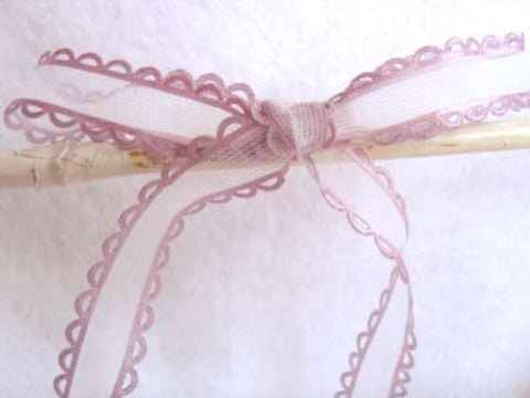 R6326 17mm White Tulle Ribbon with Helio Lilac Acetate Borders - Ribbonmoon