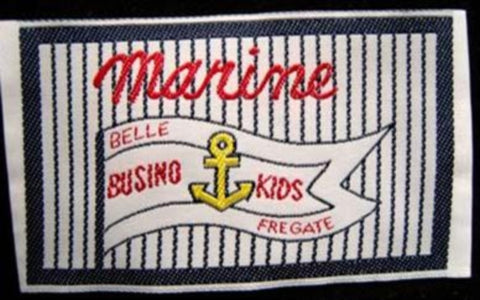 M174 85 x 55mm White-Navy-Red-Yellow-Sew on Label Motif, Anchor Kids