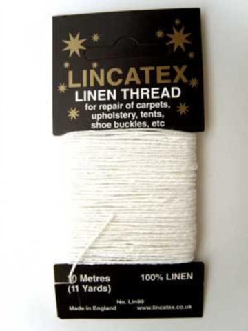 LINTHREAD White 100% Linen Thread. 10 Metre Card. - Ribbonmoon