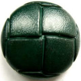 B13061 25mm Forest Green Leather Effect "Football" Shank Button - Ribbonmoon