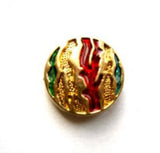 B4203 15mm Gilded Gold Poly Shank Button with Red, Green and Blue - Ribbonmoon