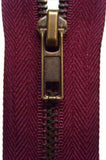 Z2975 64cm Maroon Brass Teeth No.5 Open End Zip - Ribbonmoon