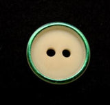 B10540 16mm Ivory and Metallic Green 2 Hole Button - Ribbonmoon