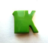 B7058 13mm Letter K Alphabet Shank Button Apple Green