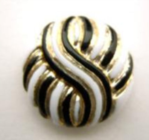 B14822 21mm Black, White and Gilded Gold Poly Shank Button - Ribbonmoon