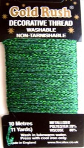 GLITHREAD17 Dar Green Decorative Glitter Thread, Washable,10 Metre Card - Ribbonmoon